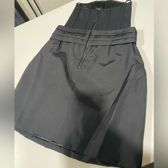 Alice + Olivia Black Strapless Corset Style Mini Dress Party LBD Size S - Picture 5 of 12